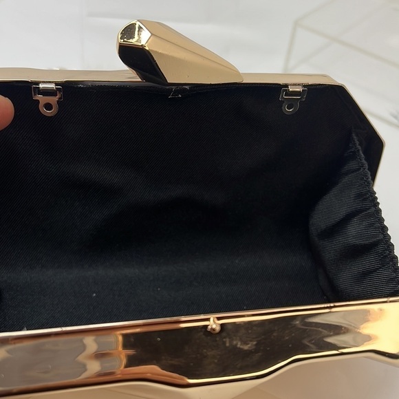 Rose Gold Metal Geometric Box Clutch Shoulder Bag - Picture 8 of 10